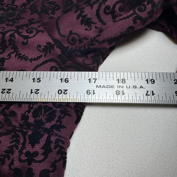 Charlotte Russe purple and black flocked velvet long-sleeve dress. Size L - Picture 6 of 7